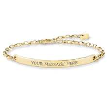 Wholesale Name Bar Gold Plated Bracelet, Custom Stainless Steel Engraved Bar Bracelet